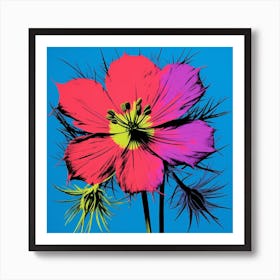 Andy Warhol Style Pop Art Flowers Love In A Mist Nigella 3 Square Art Print