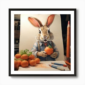 Rabbit With Carrots 2 Art Print