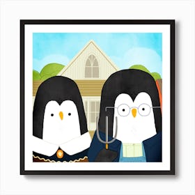 American Goth Penguins Art Series Art Print