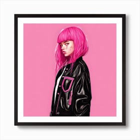 Girl With Pink Hair Art Print