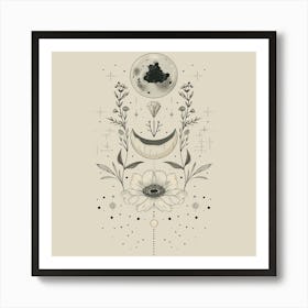 Minimalist Boho Celestial Moon 19 Art Print