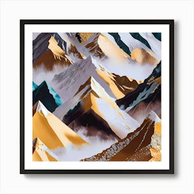 Golden Peaks: Majestic Mountains Art Print