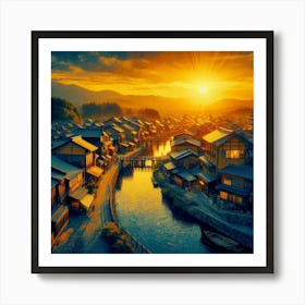 Sunset In Kyoto Art Print