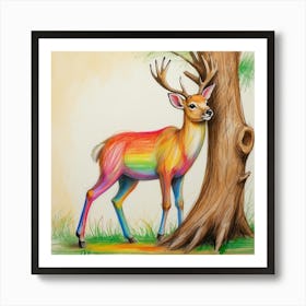 Rainbow Deer 4 Art Print