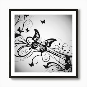 Black And White Butterfly 8 Art Print