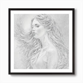 Woman With Long Hair Art Print