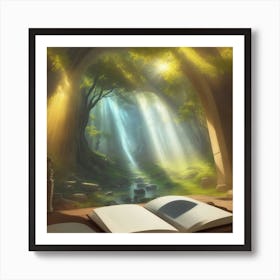 Open Book In The Forest 1 Art Print