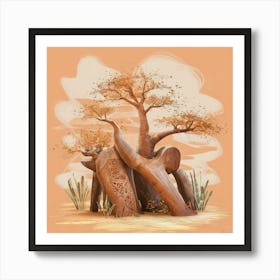 Elephants In The Desert Art Print