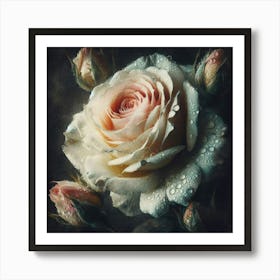 Roses With Water Droplets Art Print