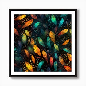 Colorful Feathers Wallpaper Art Print