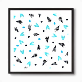 Pointers And Dots Black Blue Art Print