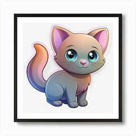 Cute Cat Sticker 12 Art Print