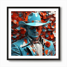 Blue Cowboy Art Print