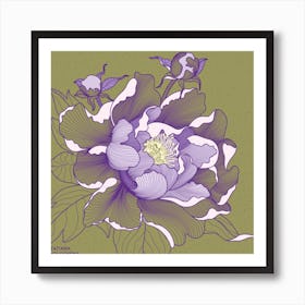 Peony Flower Square Art Print