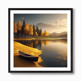 Canoe On A Lake 1 Art Print