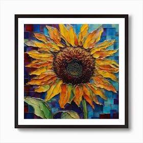 Expressionist on glass, Flower of Sunflowers Art Print