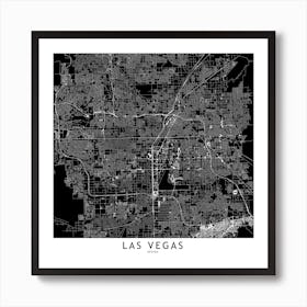 Las Vegas Black And White Map Square Art Print