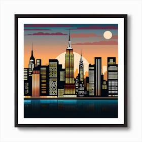 New York City Skyline 5 vector art Art Print