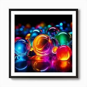 Glow Shapes Neon Bright Color 3d Fluid Bubbles Luminous Vibrant Vivid Radiant Flowing G (5) Art Print