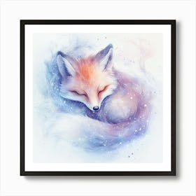 Fox Sleeping In The Snow Art Print