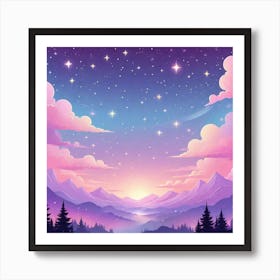 Sky With Twinkling Stars In Pastel Colors Square Composition 101 Art Print