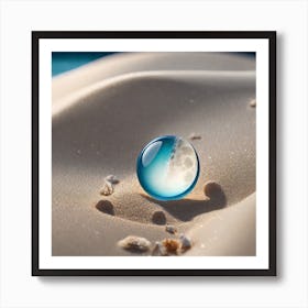 Water Drop On Sand Art Print