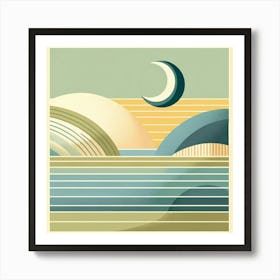 Moon And The Ocean Art Print