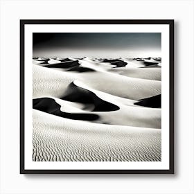 Sand Dunes, black and white art 1 Art Print