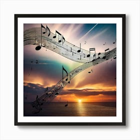 Music Notes At Sunset 3 Art Print