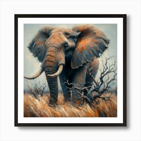 Elephant In The Grass Art Print