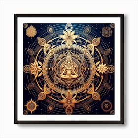 Lilith Sri Yantra With Intention Of Enlightenment, Spiritual Power, Wealth, Harmony, Peace 4 Art Print