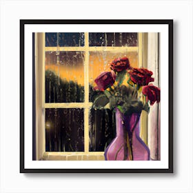 Window Flower Vase Art Print