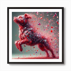 Dog from red glass 2 Art Print