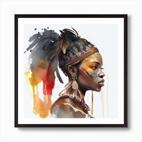 Watercolor African Warrior Woman  #7 Art Print