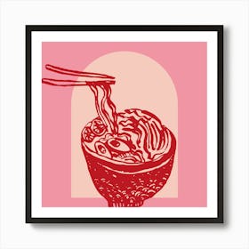 Pink Ramen Noodle Bowl 1 Art Print