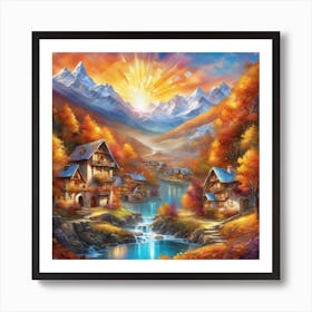 Autumn Village 27 Art Print