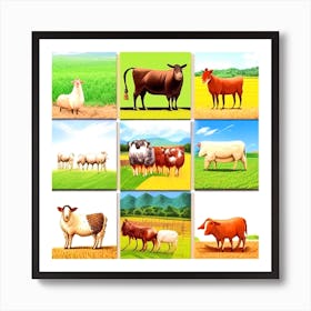 Set Of Farm Animals 3 Art Print