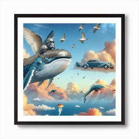 Arial Race with Whale Knight Art Print