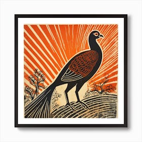 Retro Bird Lithograph Pheasant 4 Art Print
