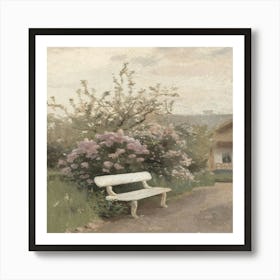 Bench In The Garden Art Print