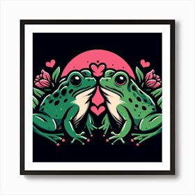 Two Frogs Kissing Art Print