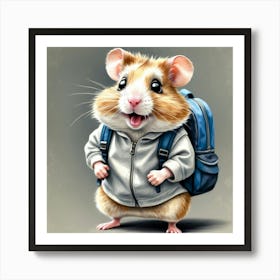 Hamster With Backpack 10 Art Print