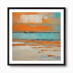 'Ocean' Abstract Orange and Blue Art Print