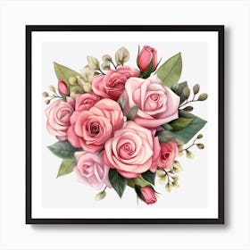 Bouquet Of Pink Roses 1 Art Print