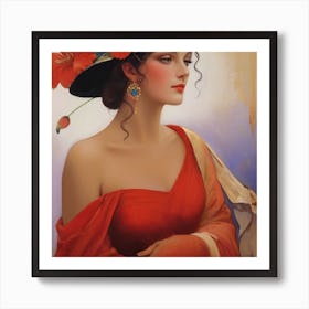 Lady In Red Art Print