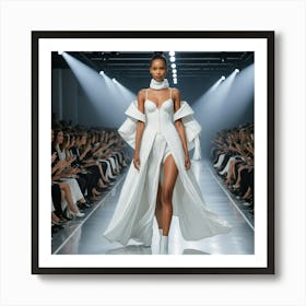 White Dress On Runway Art Print