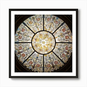 Window Glass Ceiling Stained Stained Glass Window Light Color Colorful Brown Glass Glasses Color Lights 1 Art Print