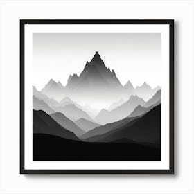 Mountain Landscape In Black And White Art Print