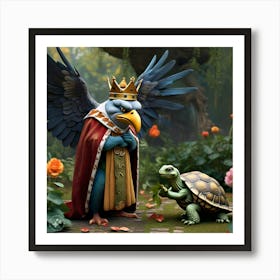 The King Of The Birds Scolding Tortoise With A Firm But Fair Expression In The Party Art Print