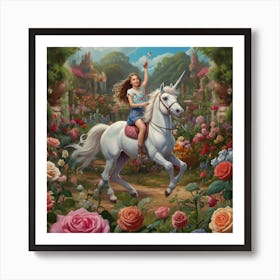 Unicorn In The Garden 1 Art Print